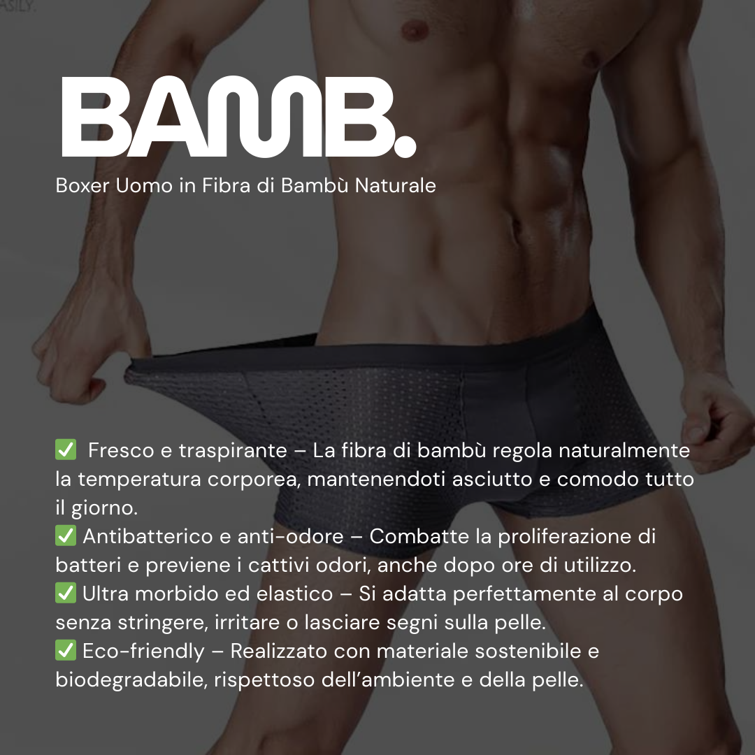Bamb – 4 Boxer Uomo in Fibra di Bambù Naturale
