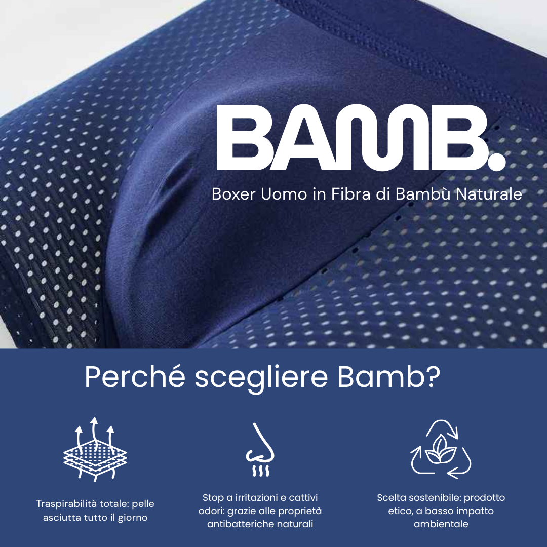 Bamb – 4 Boxer Uomo in Fibra di Bambù Naturale
